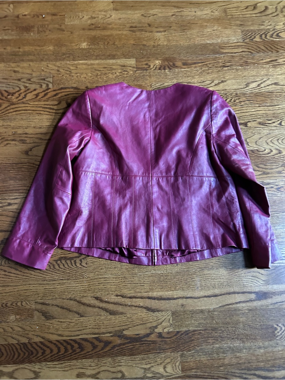 Style & Co Genuine Leather Jacket Burgundy Wine Red Size 18W Plus Size - Picture 8 of 11
